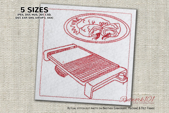 A Cozy Electric Grill Embroidery Design for Cherished Kitchen Keepsakes
