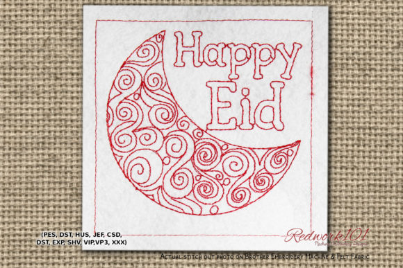 Crescent Moon Embroidery Design for Boutique Apparel
