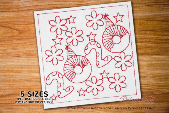 New Year Design with Blossom Flower: Boutique Embroidery Review
