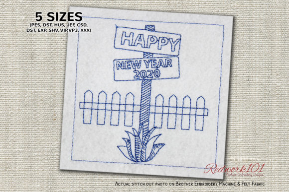 Sign Board with New Year Text Redwork: A Designer Review